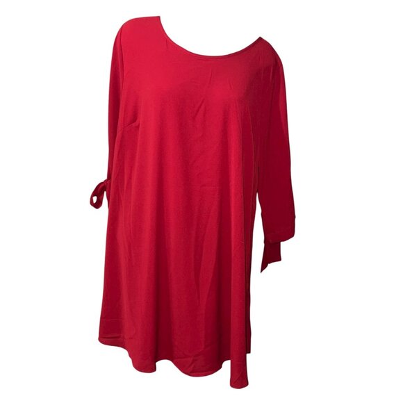ChicSoul Tie Sleeve Midi Casual Work Dress Sz 3XL Red Womens - Picture 6 of 16